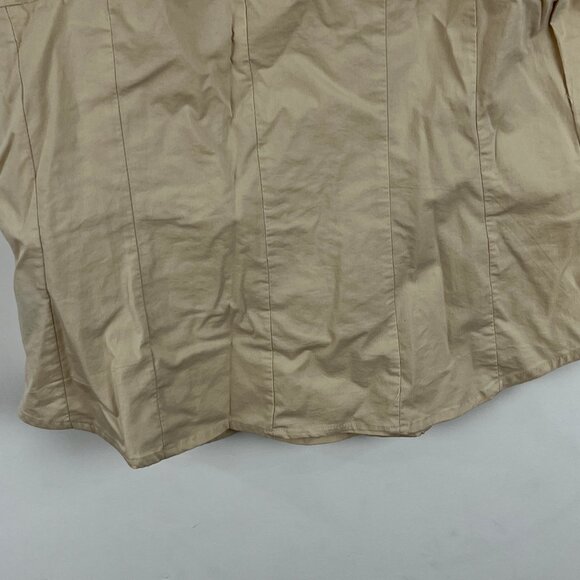 Coupe Collection Top Blouse Size L Beige Short Cap Sleeve Collared V Neck Button - Picture 9 of 9